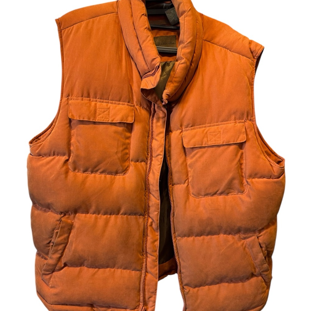 St. John's Bay Puffer Vest Men's Large Burnt Orange Full Zip Quilted Lined Warm